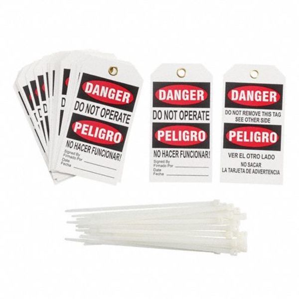 Danger Bilingual Tag, 5 3/4 in Height, 3 in
