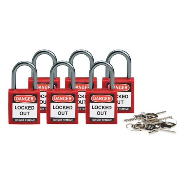 Lockout Padlock, KD, Red, 1-2/5