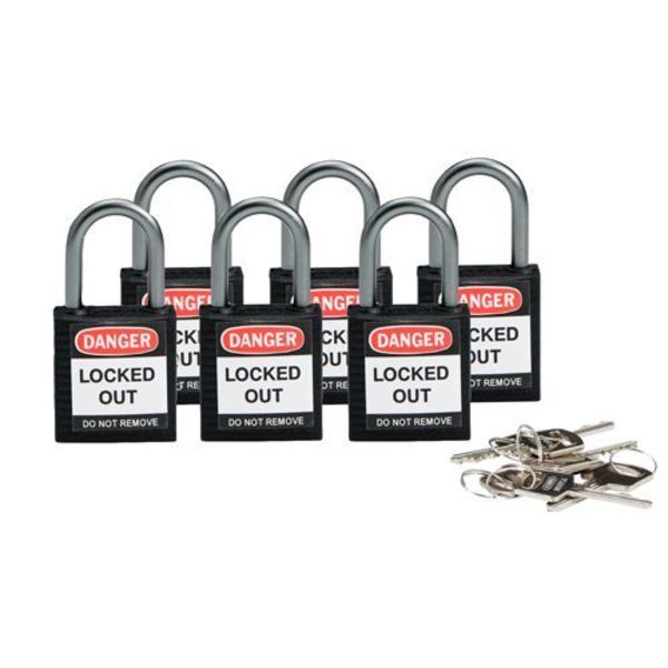 Lockout Padlock, KD, Black, 1-2/5
