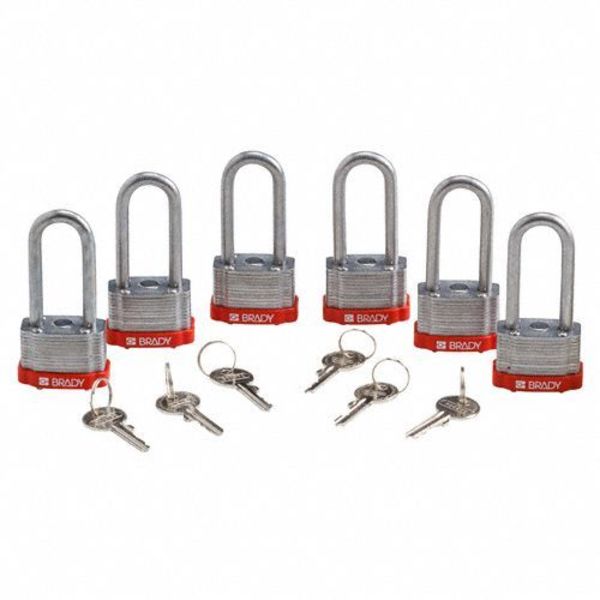 Keyed Padlock, Extended, Rectangular Reinforced Steel Body, Hardened Steel Shackle, 3/4 in W