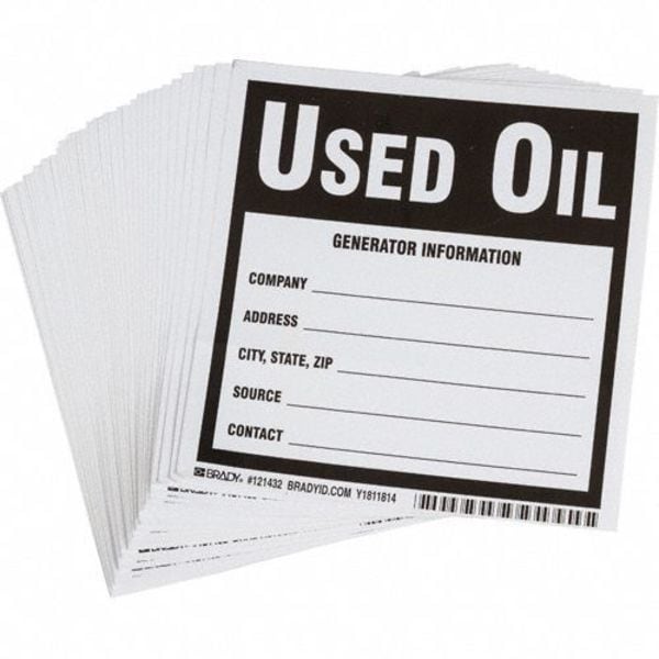 Waste Label, Vinyl, 6 In. H, 6 In. W, PK100