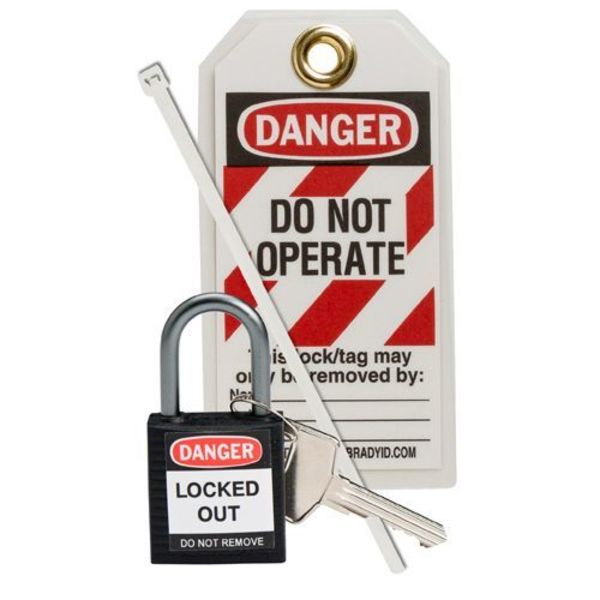 Lockout Padlock, KD, Black, 1-7/16