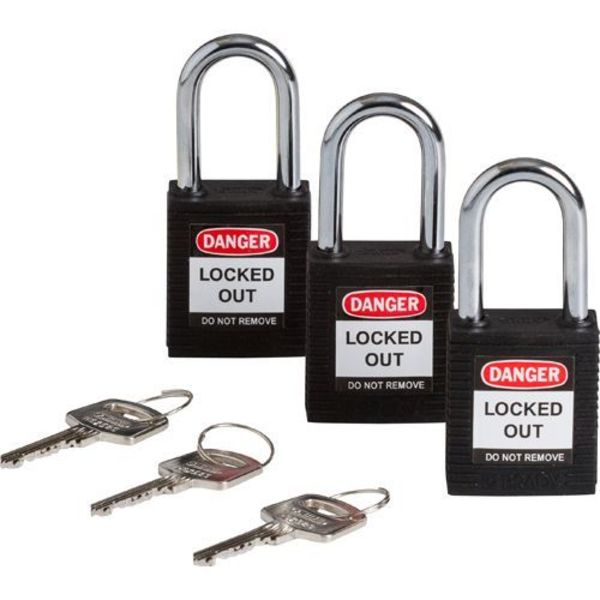 Lockout Padlock, KA, Black, 1-3/4