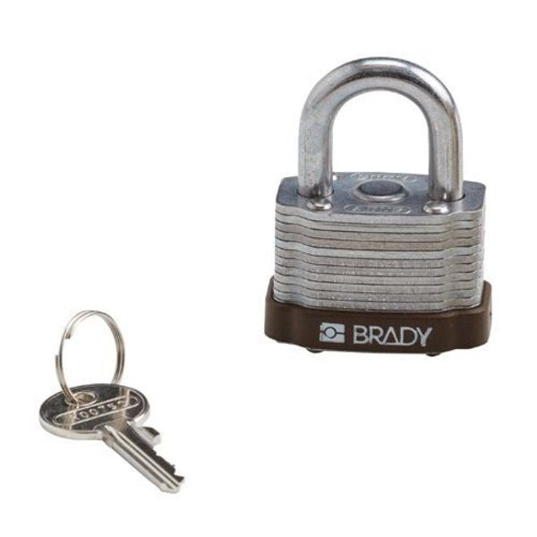 Keyed Padlock, Open, Rectangular Reinforced Steel Body, Hardened Steel Shackle, 23/32 in W