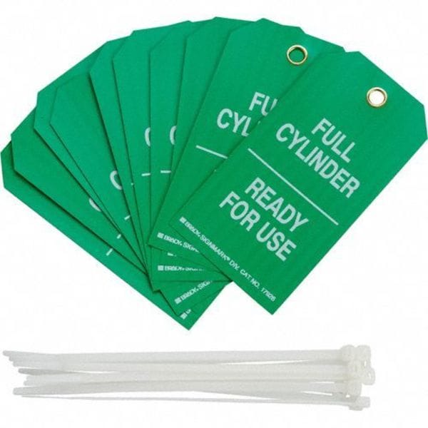 Cyl Stat Tag, 5-3/4 x 3 In, Wht/Grn, PK10