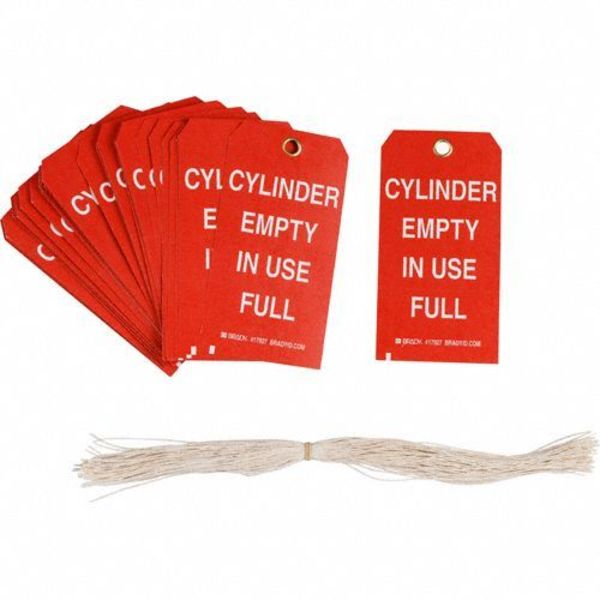 Cyl Stat Tag, 5-3/4 x 3 In, Wht/R, PK100