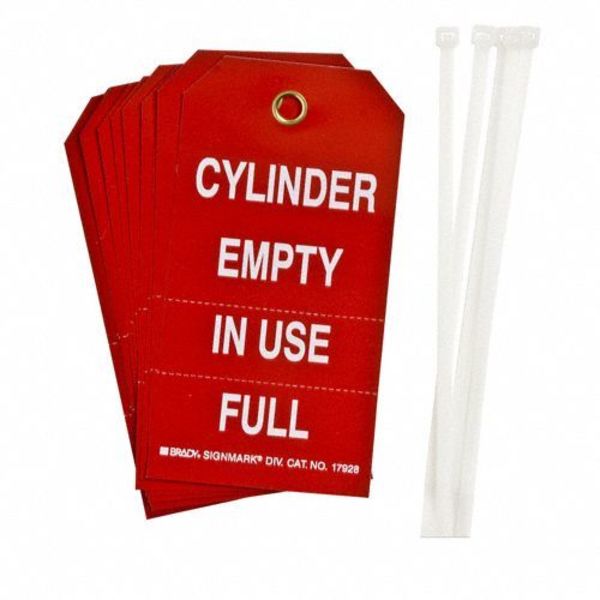 Cyl Stat Tag, 5-3/4 x 3 In, Wht/R, Met, PK10