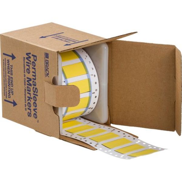 Write On Yellow Wire Marker Sleeves, PermaSleeve(R) Polyolefin, 3PS-500-2-YL-S