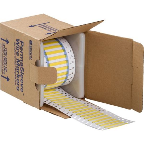 Write On Yellow Wire Marker Sleeves, PermaSleeve(R) Polyolefin, 3PS-125-2-YL-S