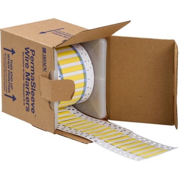 Write On Yellow Wire Marker Sleeves, PermaSleeve(R) Polyolefin, 3PS-187-2-YL-S