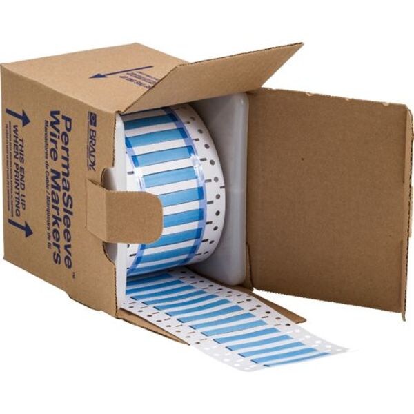 Write On Blue Wire Marker Sleeves, PermaSleeve(R) Polyolefin, 3PS-187-2-BL-S