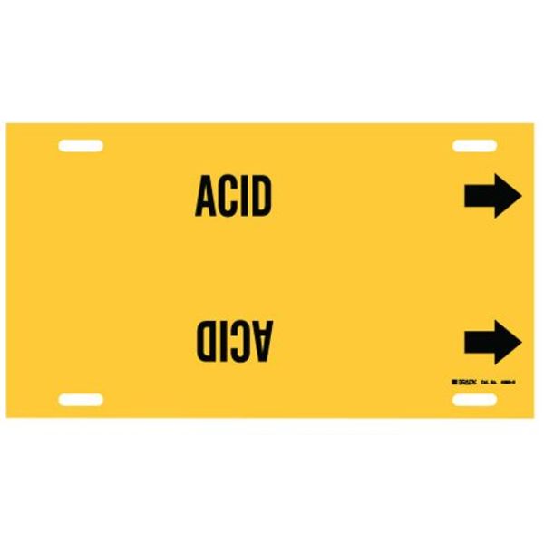 Pipe Marker, Acid, Yellow, 10 to 15 In