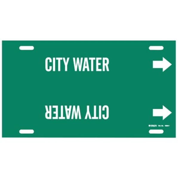 Pipe Marker, City Water, Grn, 6 to 7-7/8 In