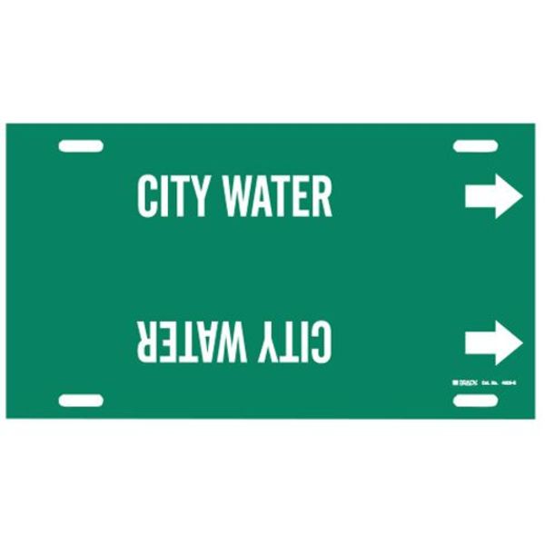 Pipe Marker, City Water, Grn, 8 to 9-7/8 In