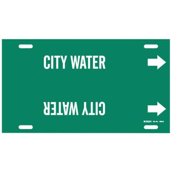 Pipe Marker, City Water, Green, 10 to 15 In
