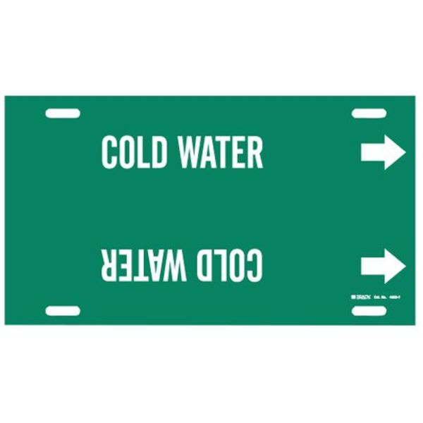 Pipe Marker, Cold Water, Grn, 6 to 7-7/8 In