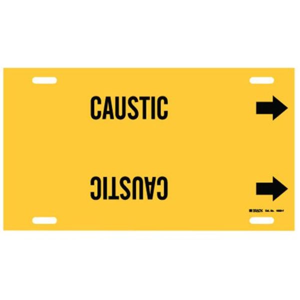 Pipe Marker, Caustic, Yellow, 6 to 7-7/8 In
