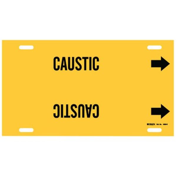 Pipe Marker, Caustic, Yellow, 8 to 9-7/8 In