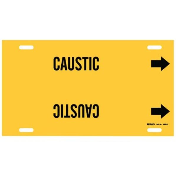 Pipe Marker, Caustic, Yellow, 10 to 15 In