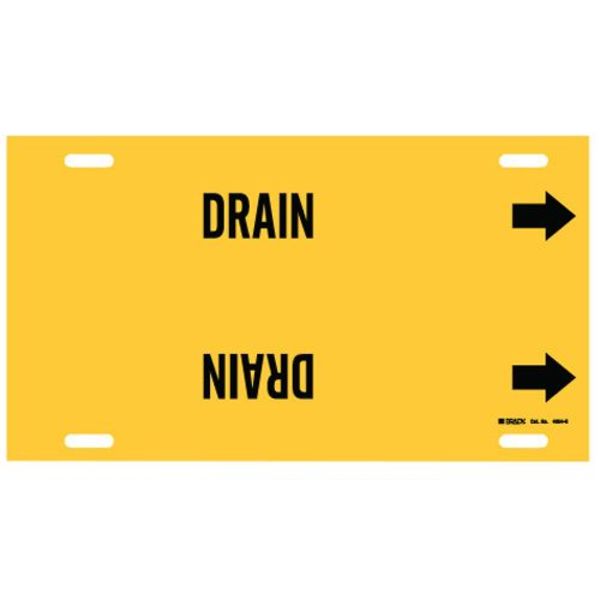 Pipe Marker, Drain, Yellow, 8 to 9-7/8 In