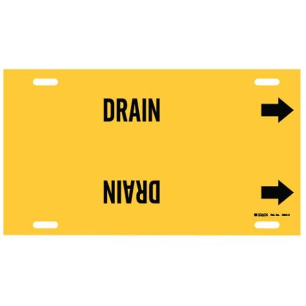 Pipe Marker, Drain, Yellow, 10 to 15 In