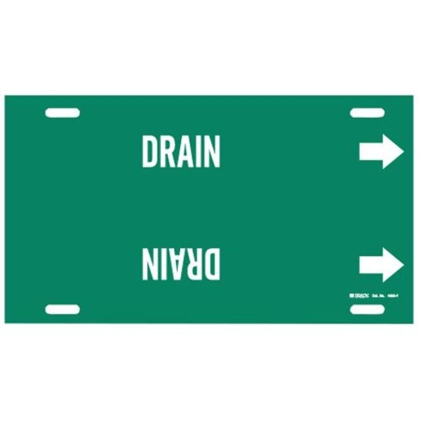 Pipe Marker, Drain, Green, 6 to 7-7/8 In