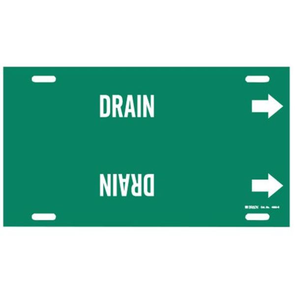 Pipe Marker, Drain, Green, 8 to 9-7/8 In