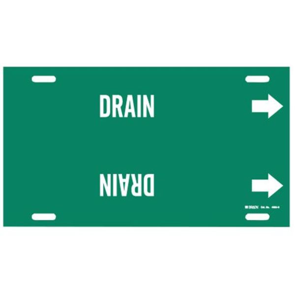 Pipe Marker, Drain, Green, 10 to 15 In