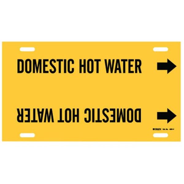 Pipe Mrkr, Domestic Hot Water, 6to7-7/8 In, 4051-F