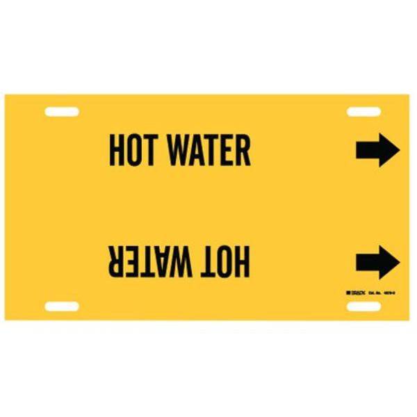 Pipe Marker, Hot Water, Yellow, 10 to 15 In