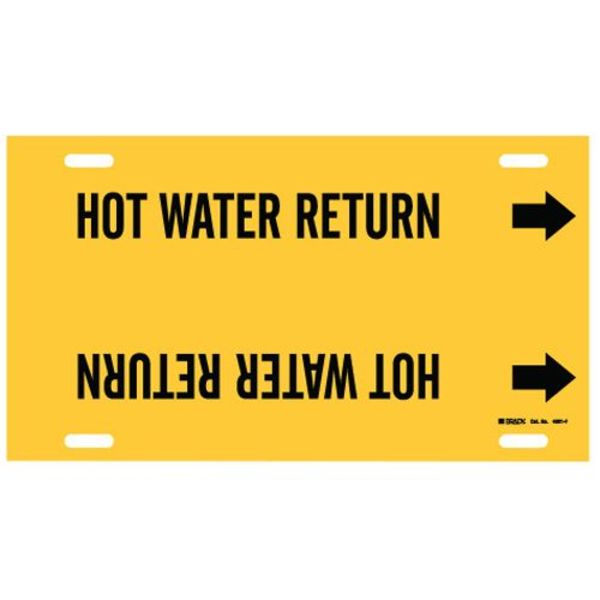 Pipe Marker, Hot Water Return, 6to7-7/8 In
