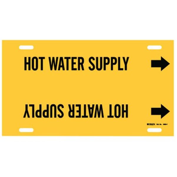 Pipe Marker, Hot Water Supply, 6to7-7/8 In
