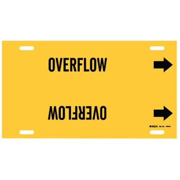 Pipe Marker, Overflow, Yel, 8 to 9-7/8 In