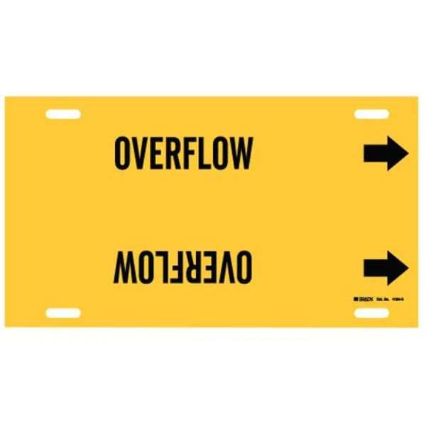 Pipe Marker, Overflow, Yellow, 10 to 15 In