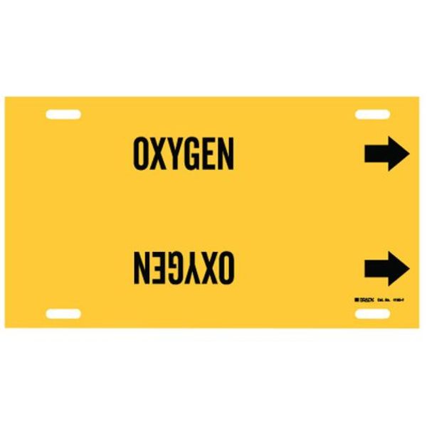 Pipe Marker, Oxygen, Yellow, 6 to 7-7/8 In