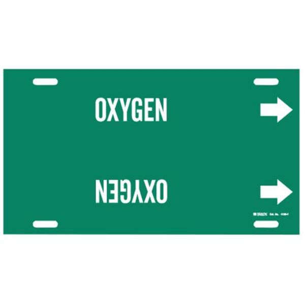 Pipe Marker, Oxygen, Green, 6 to 7-7/8 In