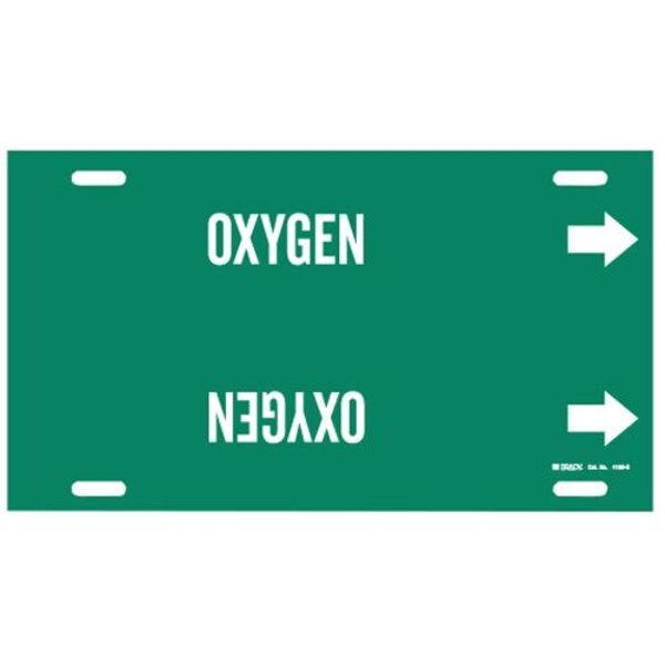Pipe Marker, Oxygen, Green, 8 to 9-7/8 In