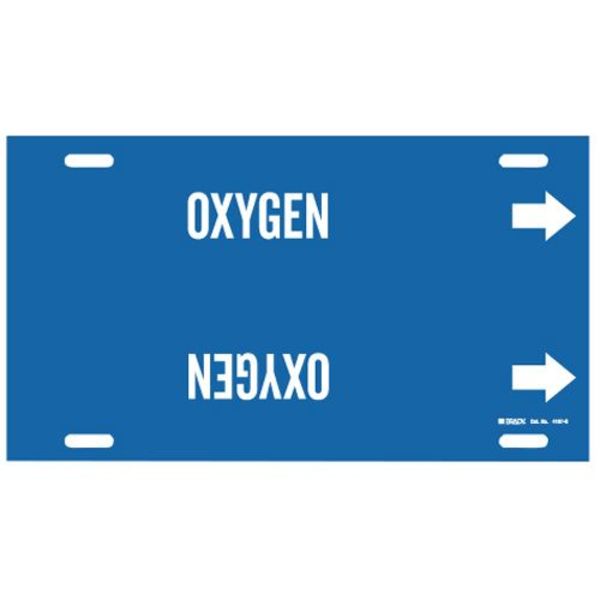 Pipe Marker, Oxygen, Blue, 8 to 9-7/8 In