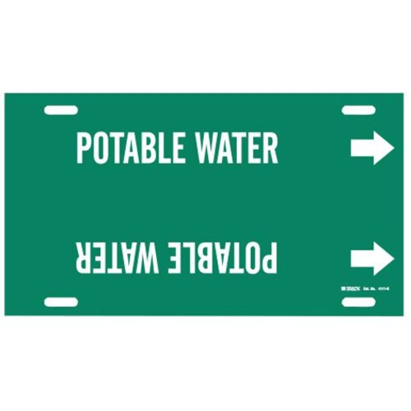 Pipe Marker, Potable Water, Gn, 8to9-7/8 In