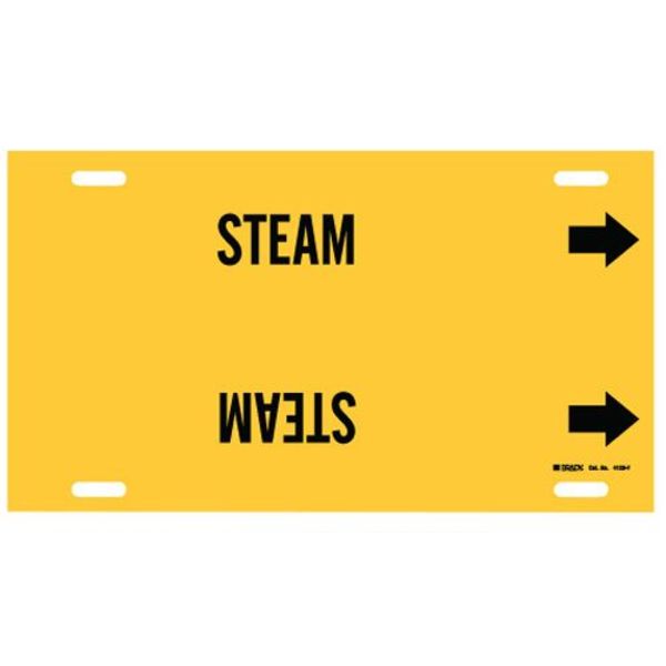 Pipe Marker, Steam, Yellow, 6 to 7-7/8 In