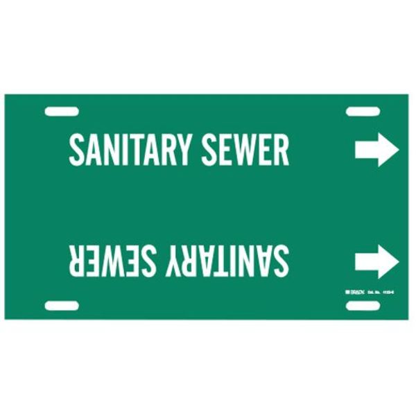 Pipe Markr, Sanitary Sewer, Gn, 8to9-7/8 In