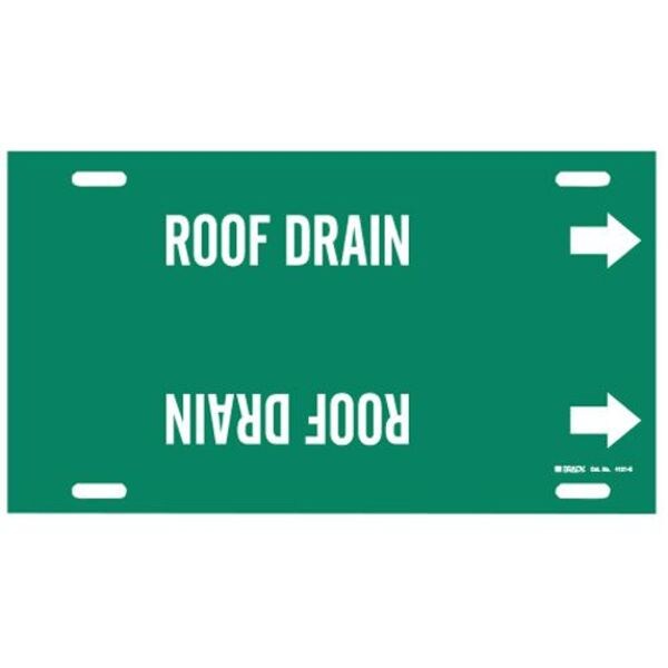 Pipe Marker, Roof Drain, Grn, 8 to 9-7/8 In