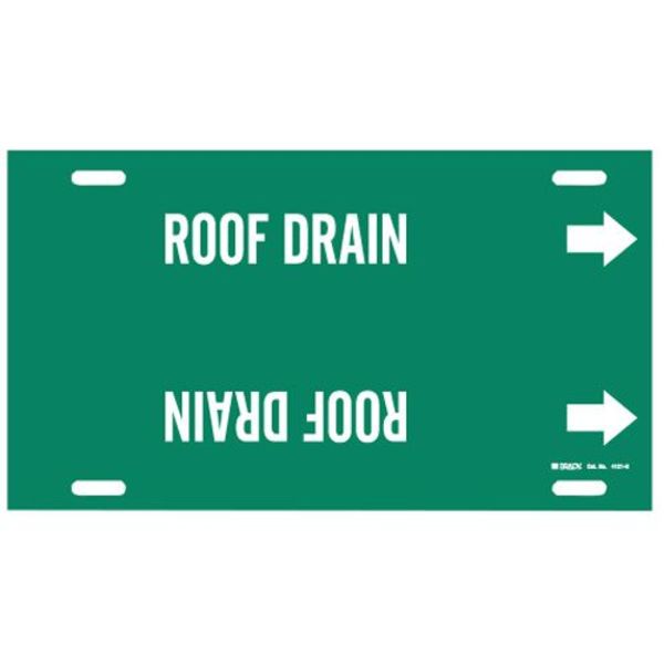 Pipe Marker, Roof Drain, Green, 10 to 15 In