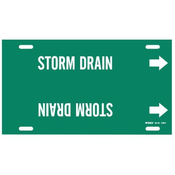 Pipe Marker, Storm Drain, Grn, 10 to 15 In