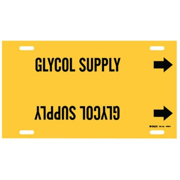 Pipe Marker, Glycol Supply, Yel, 10 to15 In