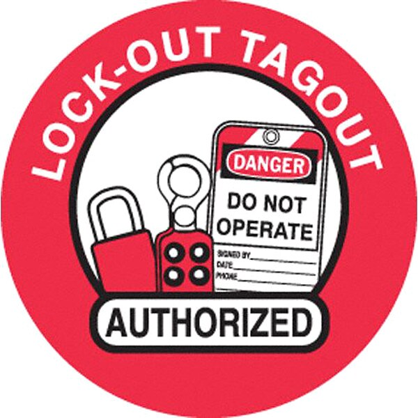 Hard Hat Label, Black, Red/White, PK4