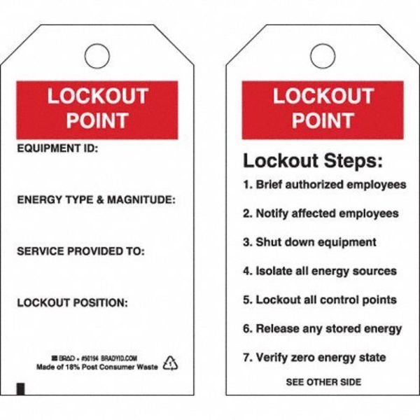 Lockout Tag, 5-3/4 x 3 In, OSHA, Met, PK10