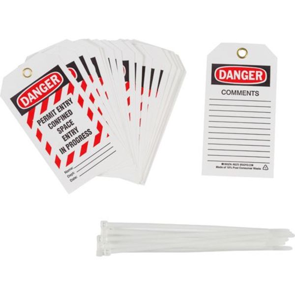 Danger Tag, 5-1/2inHx3inW, Poly, Brass, PK25