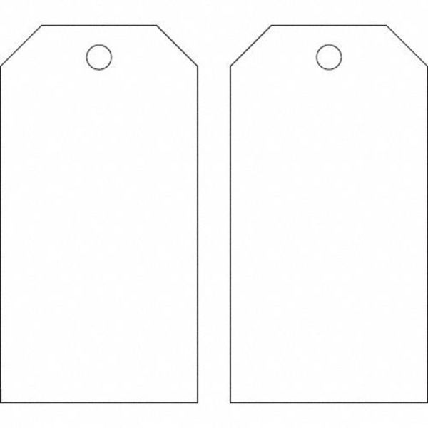 Blank Tag, 5-3/4 x 3 In, Wht, Met, PK25
