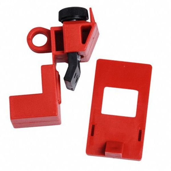 Clamp-On Breaker Lockout, Single Pole, Red, 120/277V AC, Pack 6